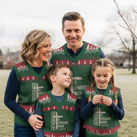 Fatherhood Is Kingdom Work Christian Dad Distressed Cross V-Neck Knit Sweater Vest Bible Verse Proverbs 22:6 Gift for Faith-Based Fathers