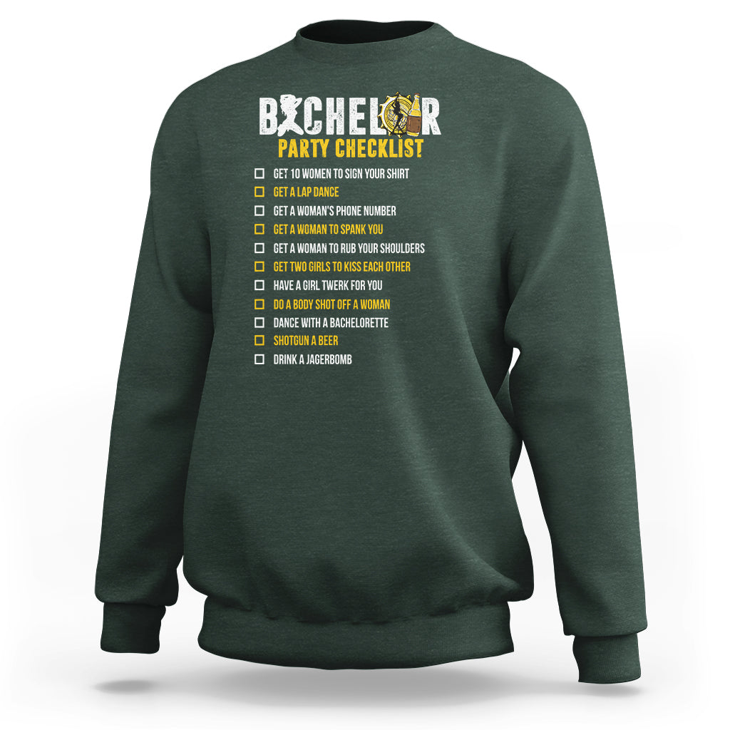 Bachelor Party Sweatshirt Bachelor Party Checklist Funny - Wonder Print Shop