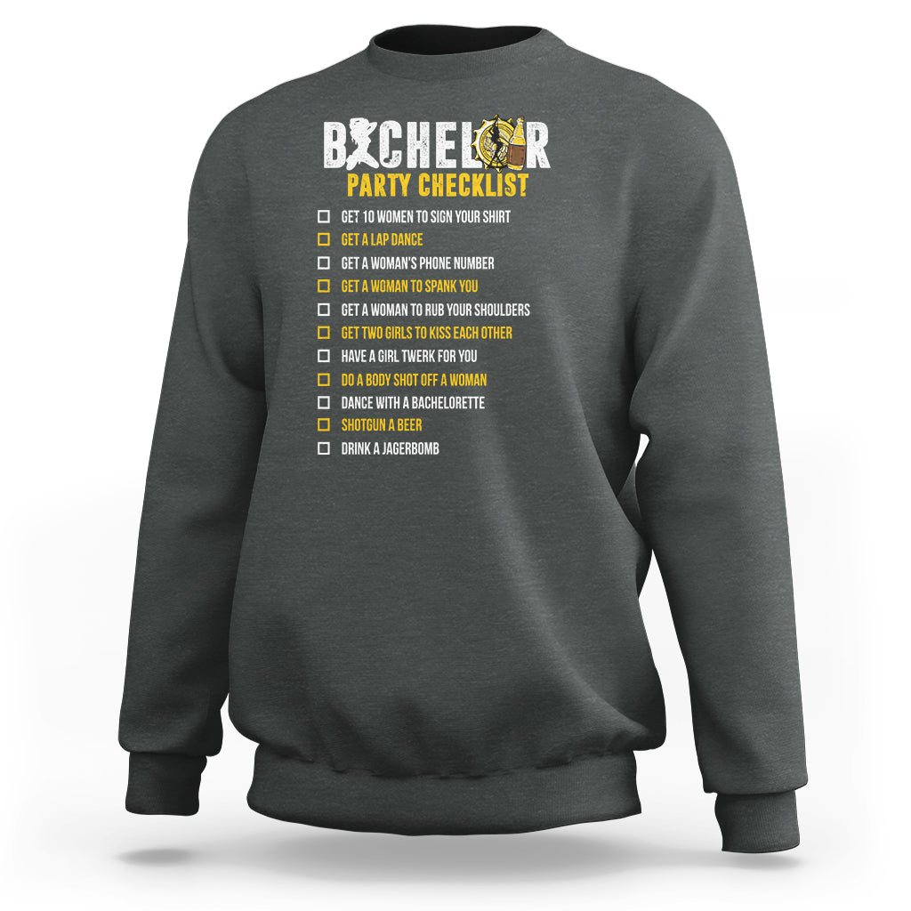 Bachelor Party Sweatshirt Bachelor Party Checklist Funny - Wonder Print Shop