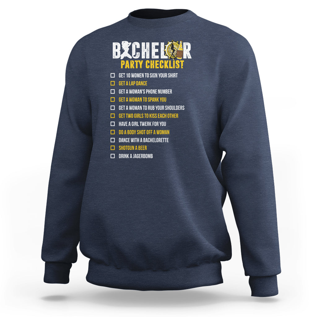 Bachelor Party Sweatshirt Bachelor Party Checklist Funny - Wonder Print Shop