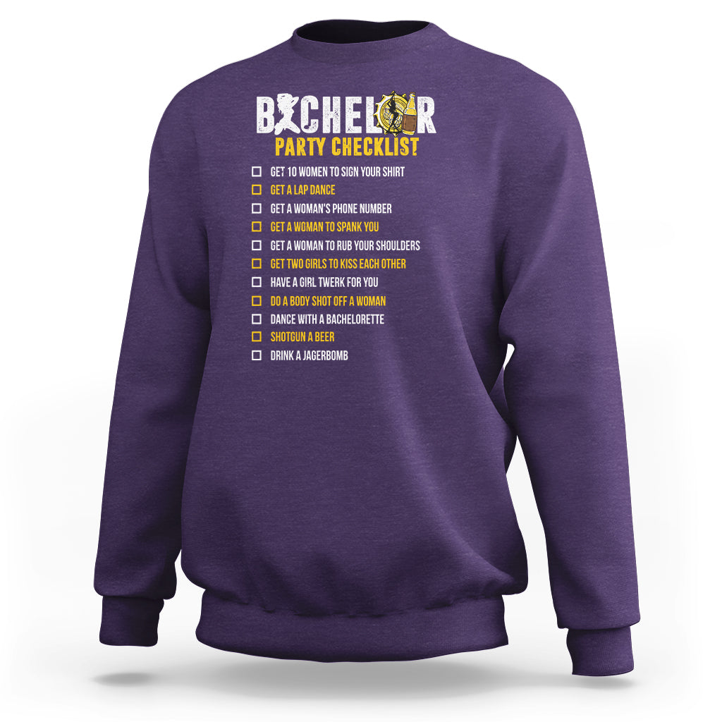 Bachelor Party Sweatshirt Bachelor Party Checklist Funny - Wonder Print Shop