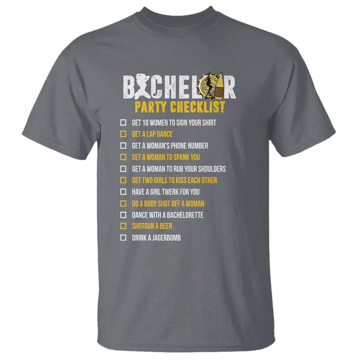 Bachelor Party T Shirt Bachelor Party Checklist Funny - Wonder Print Shop