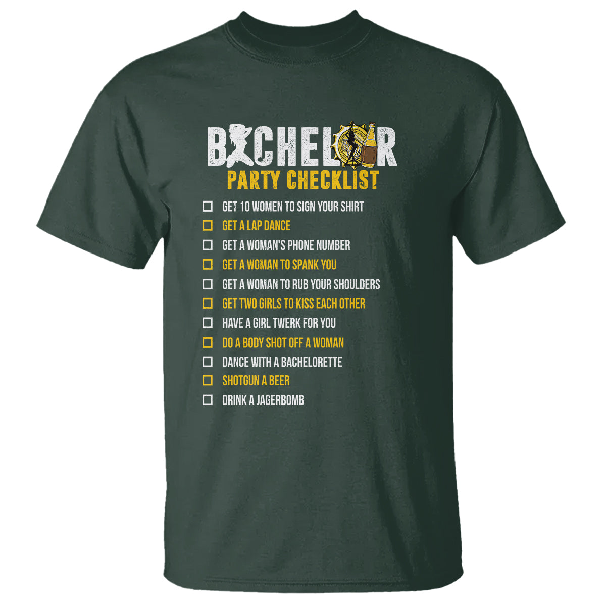Bachelor Party T Shirt Bachelor Party Checklist Funny - Wonder Print Shop