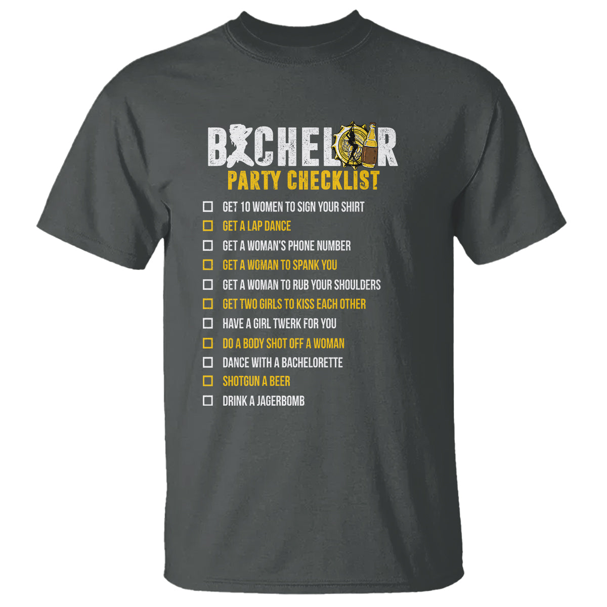 Bachelor Party T Shirt Bachelor Party Checklist Funny - Wonder Print Shop