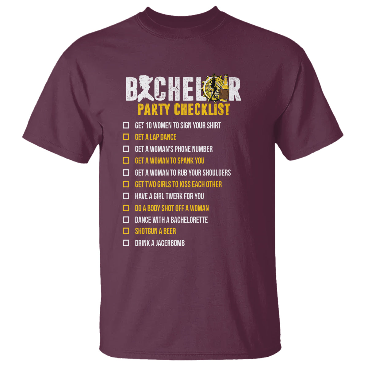 Bachelor Party T Shirt Bachelor Party Checklist Funny - Wonder Print Shop