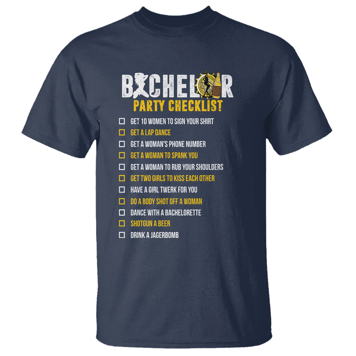 Bachelor Party T Shirt Bachelor Party Checklist Funny - Wonder Print Shop