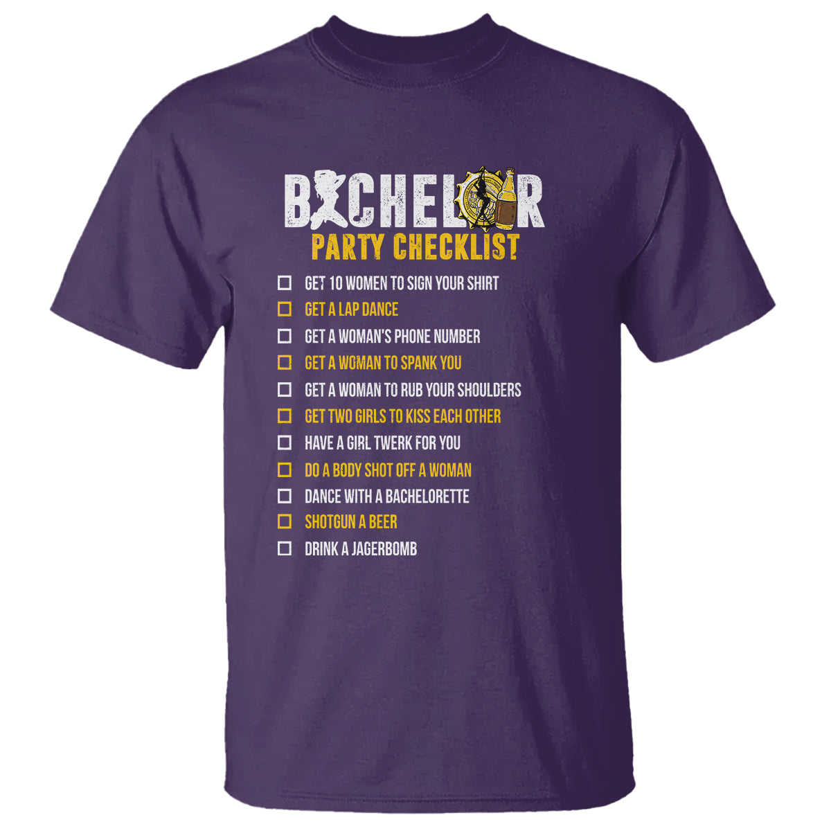 Bachelor Party T Shirt Bachelor Party Checklist Funny - Wonder Print Shop