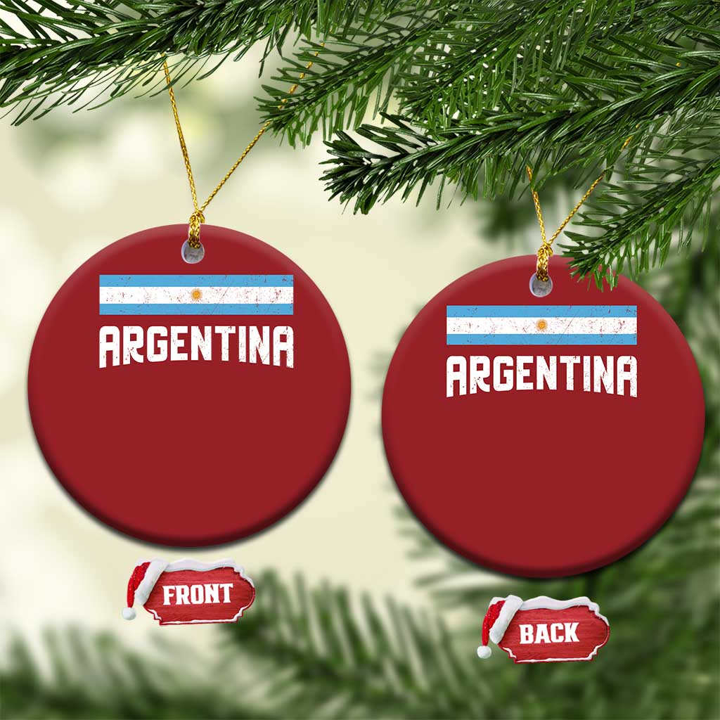 Argentina Christmas Ornament ARG Throwback Retro Vintage Argentine Flag - Wonder Print Shop