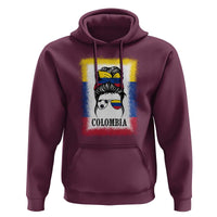 Colombia Football Hoodie Colombian Messy Bun Futbol Lover Bleached - Wonder Print Shop