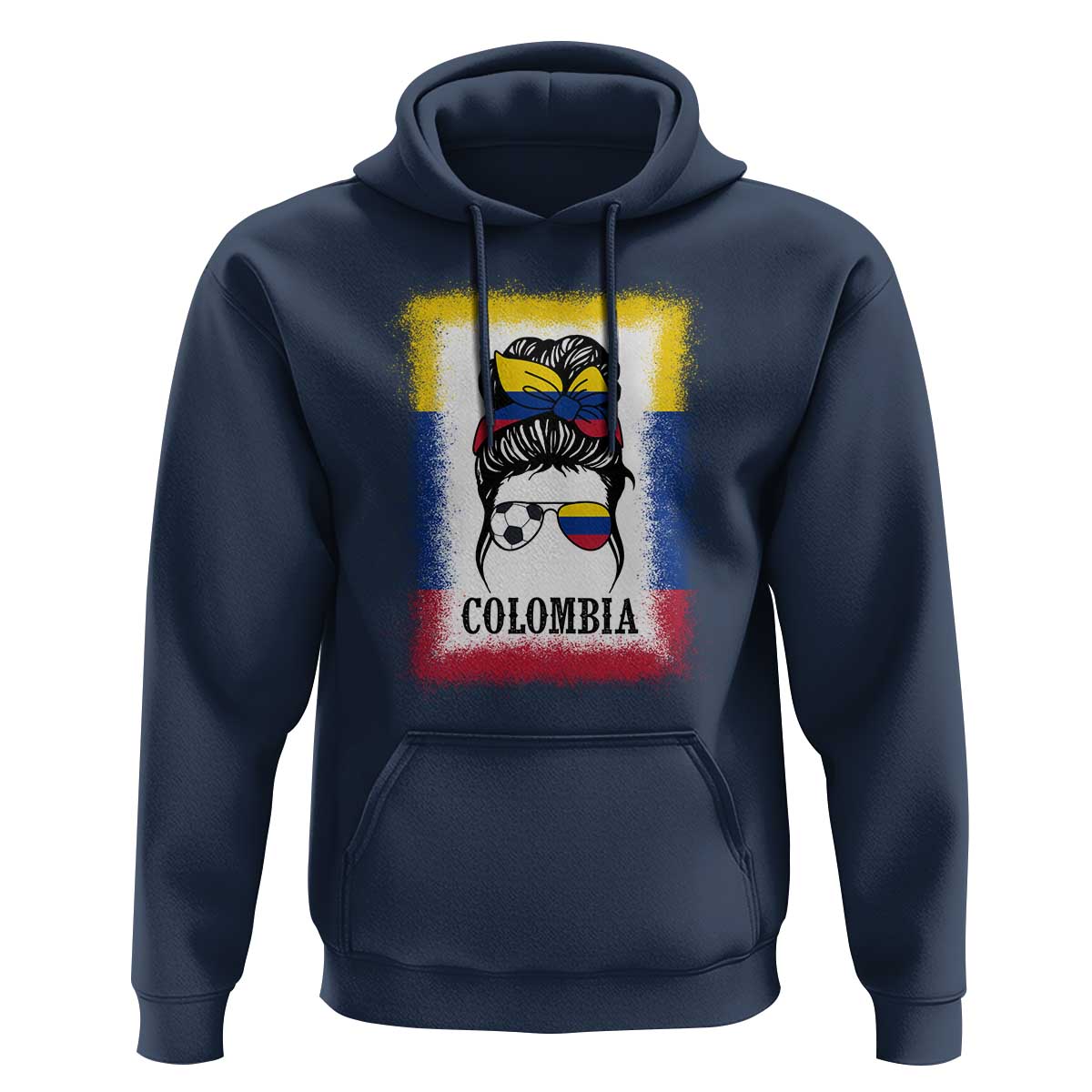 Colombia Football Hoodie Colombian Messy Bun Futbol Lover Bleached - Wonder Print Shop