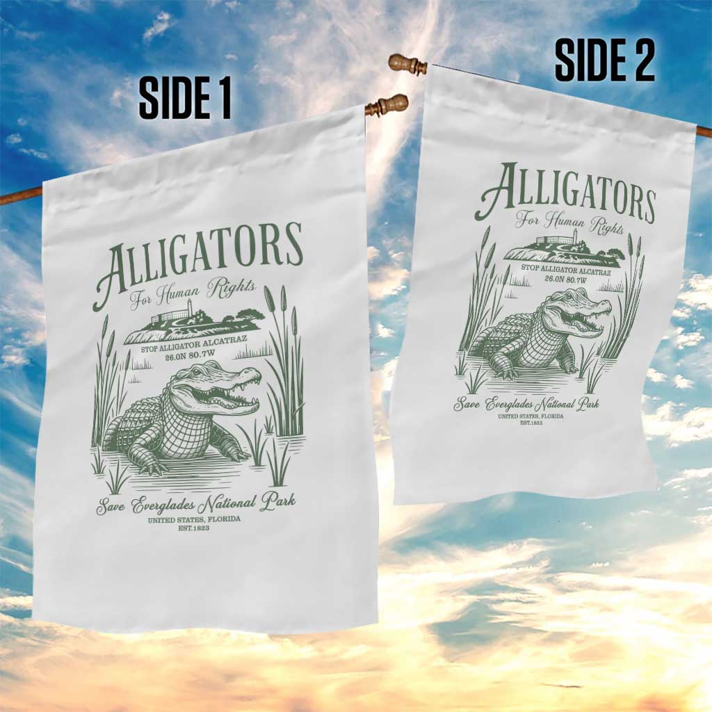 Alligators for Human Rights Garden Flag Save Everglades Alcatraz - Wonder Print Shop