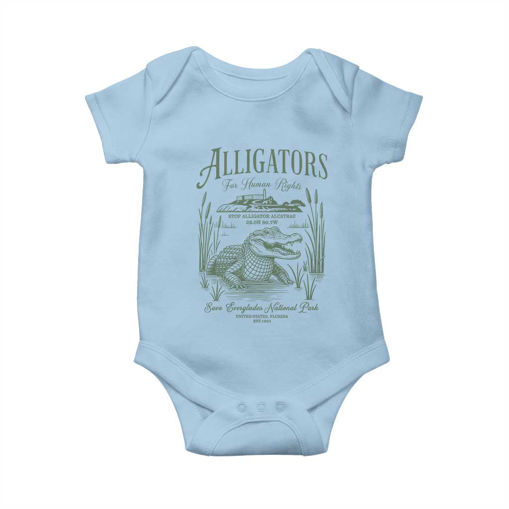 Alligators for Human Rights Baby Onesie Save Everglades Alcatraz - Wonder Print Shop