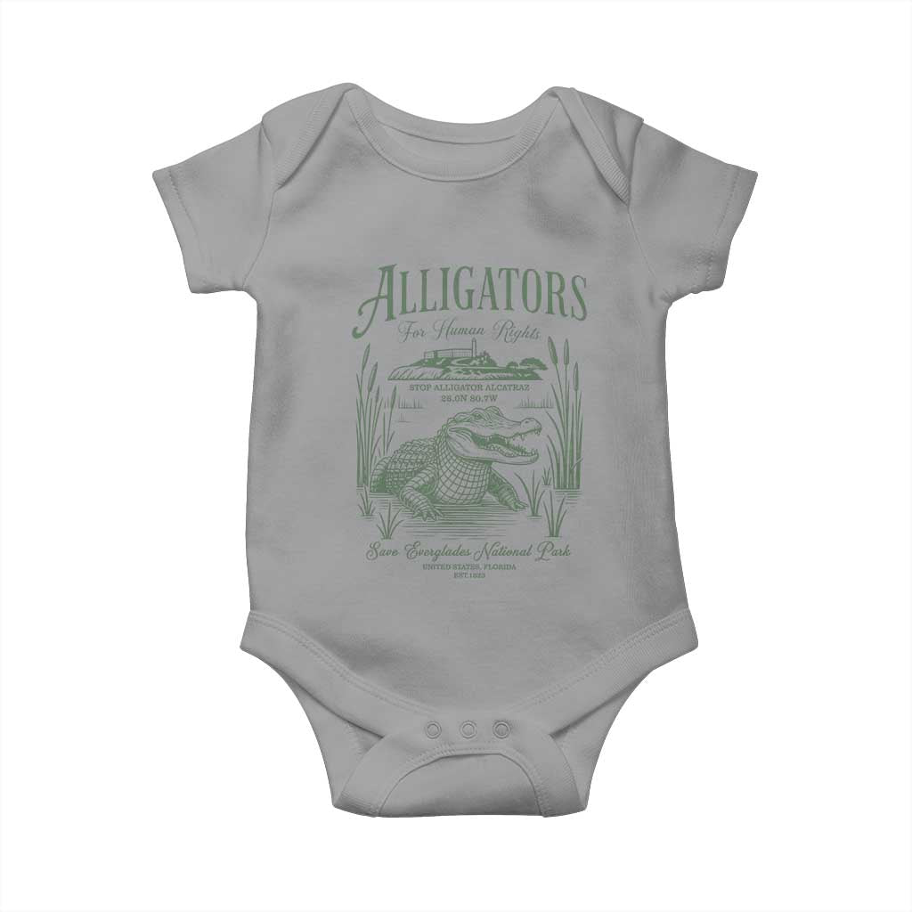 Alligators for Human Rights Baby Onesie Save Everglades Alcatraz - Wonder Print Shop