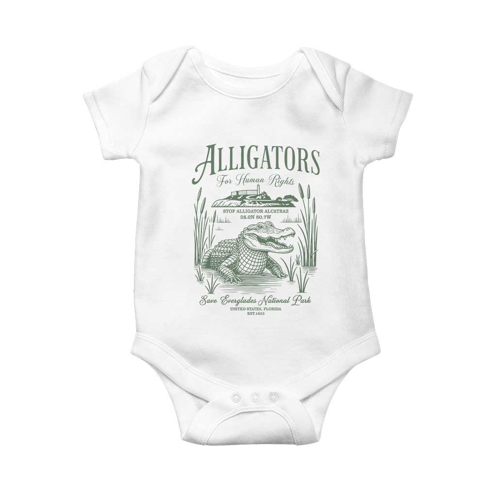Alligators for Human Rights Baby Onesie Save Everglades Alcatraz - Wonder Print Shop