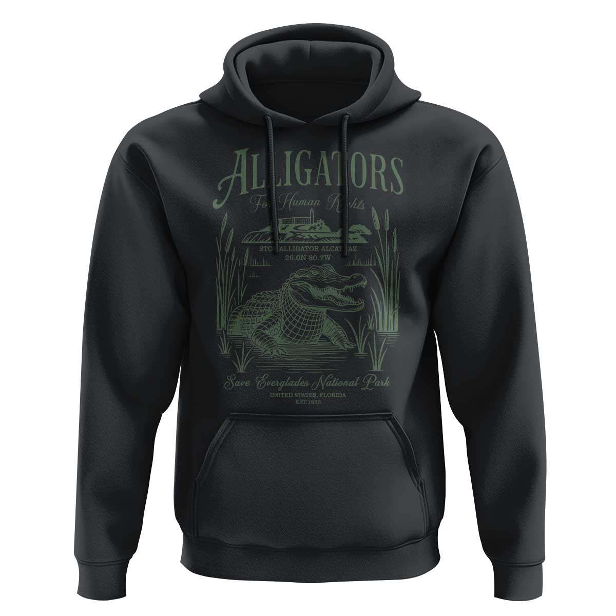 Alligators for Human Rights Hoodie Save Everglades Alcatraz - Wonder Print Shop