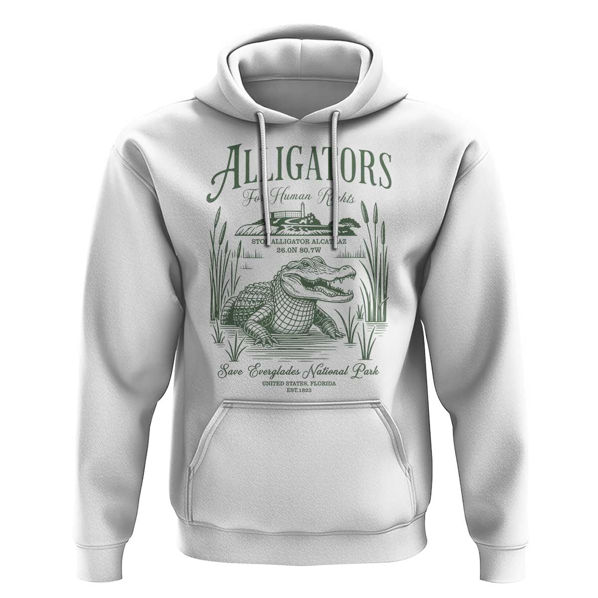 Alligators for Human Rights Hoodie Save Everglades Alcatraz - Wonder Print Shop