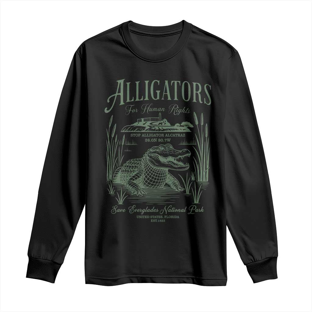 Alligators for Human Rights Long Sleeve Shirt Save Everglades Alcatraz - Wonder Print Shop