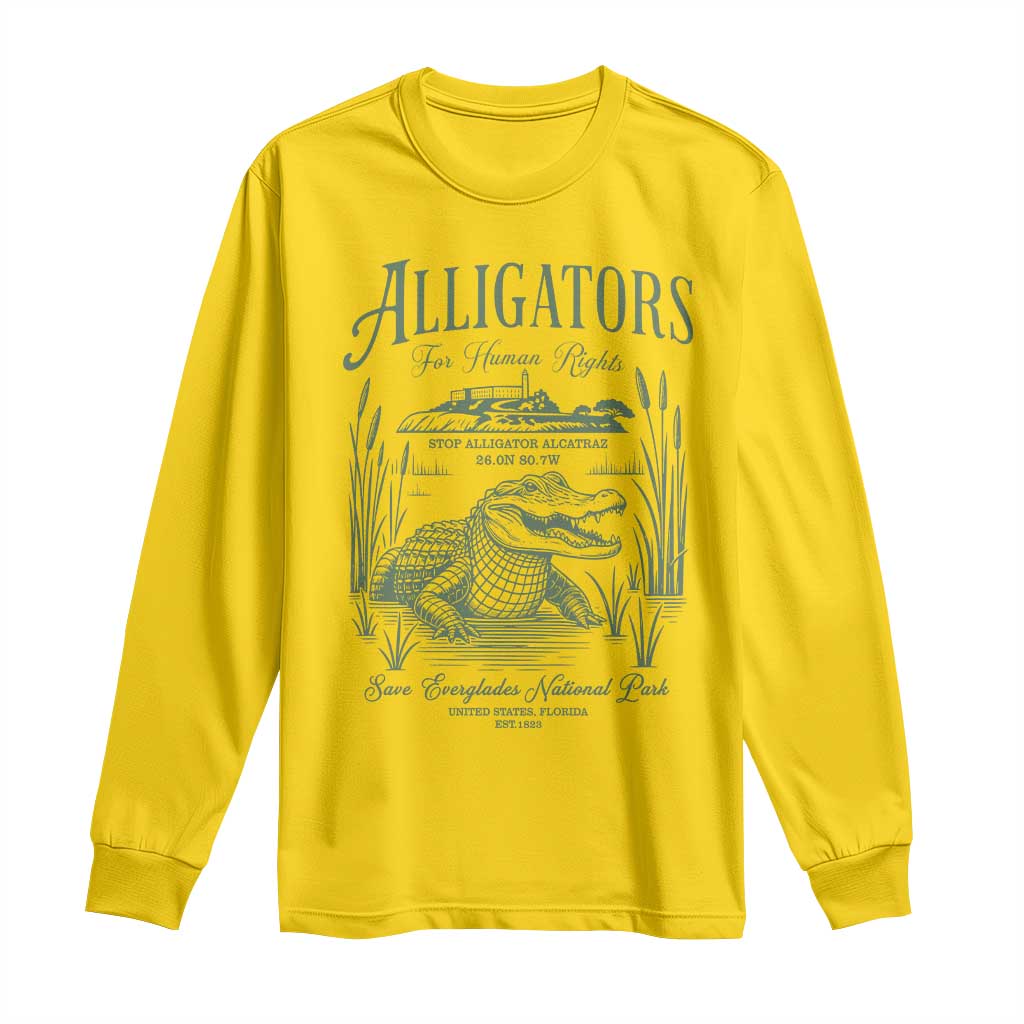 Alligators for Human Rights Long Sleeve Shirt Save Everglades Alcatraz - Wonder Print Shop