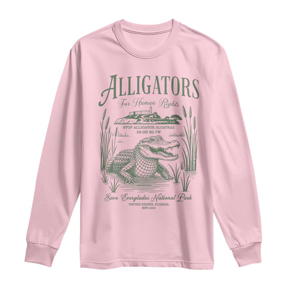 Alligators for Human Rights Long Sleeve Shirt Save Everglades Alcatraz - Wonder Print Shop