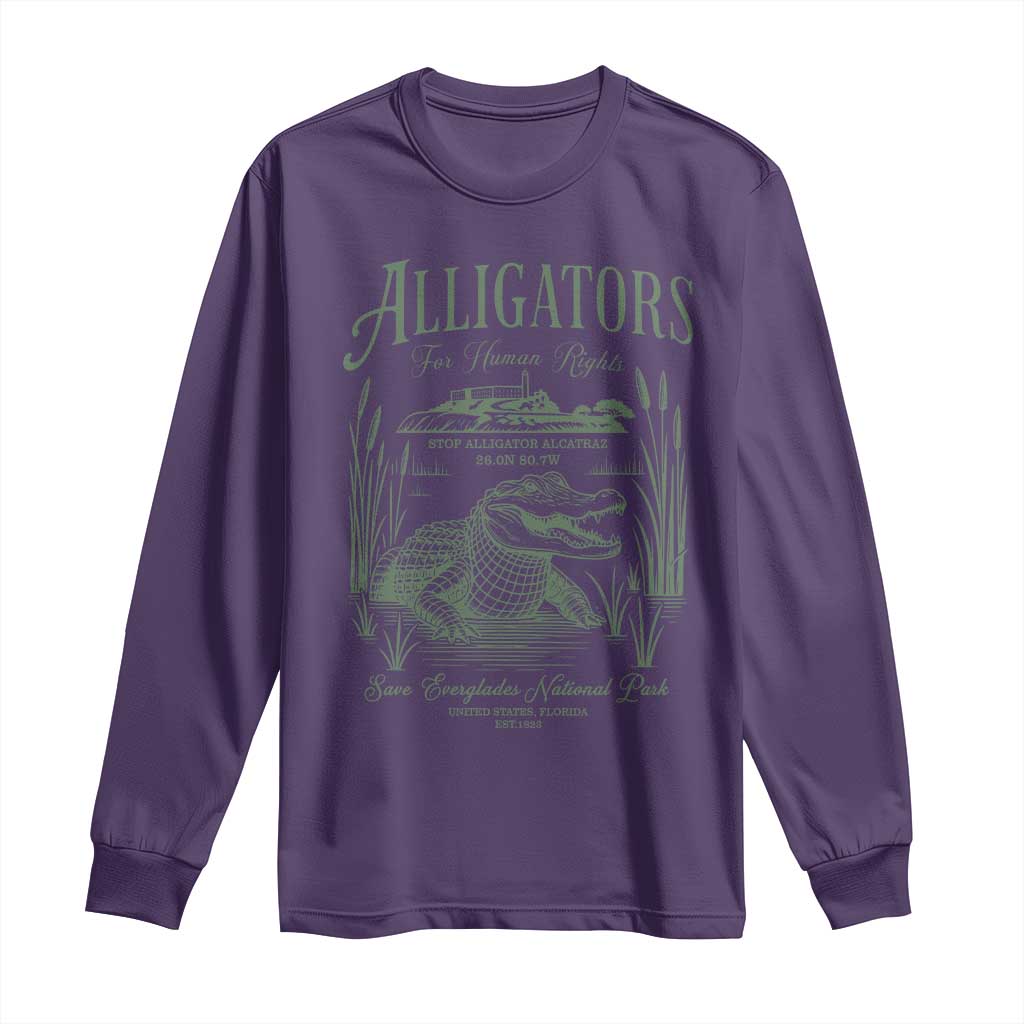 Alligators for Human Rights Long Sleeve Shirt Save Everglades Alcatraz - Wonder Print Shop
