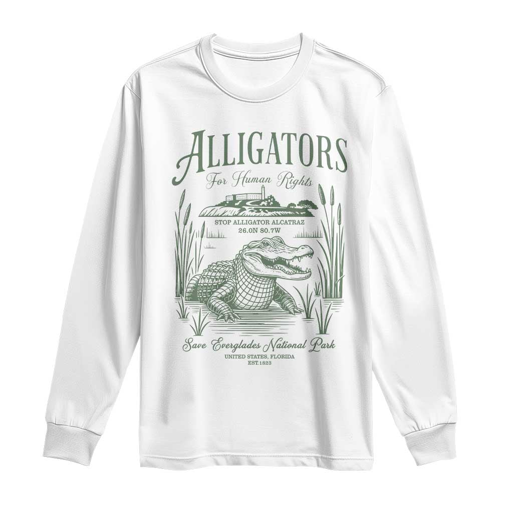 Alligators for Human Rights Long Sleeve Shirt Save Everglades Alcatraz - Wonder Print Shop