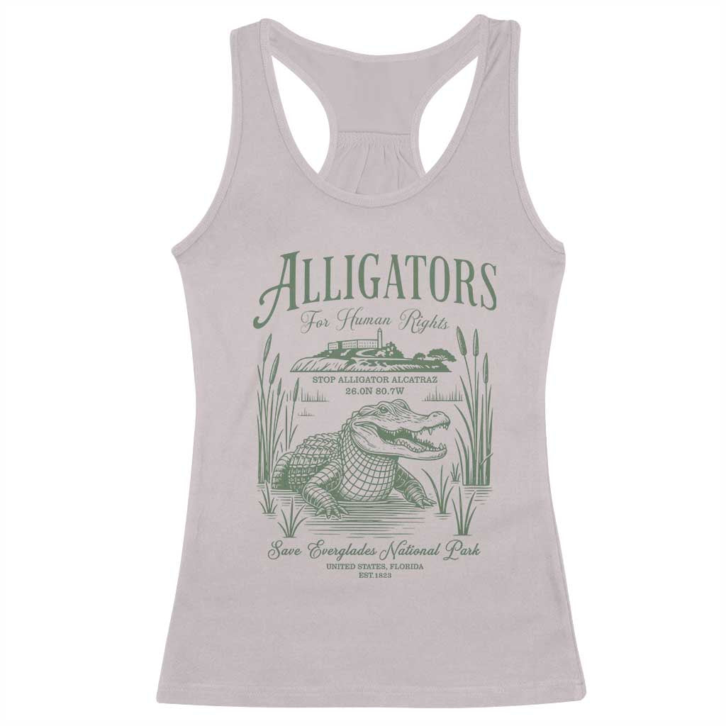 Alligators for Human Rights Racerback Tank Top Save Everglades Alcatraz - Wonder Print Shop
