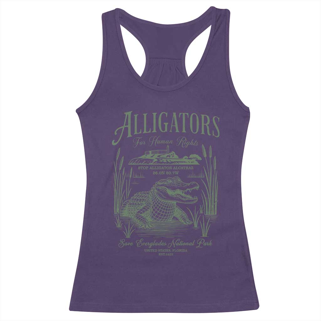 Alligators for Human Rights Racerback Tank Top Save Everglades Alcatraz - Wonder Print Shop