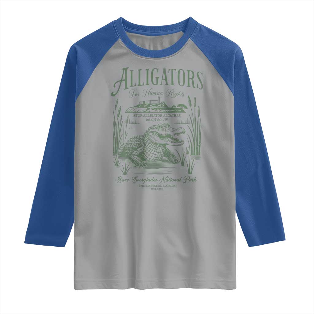 Alligators for Human Rights Raglan Shirt Save Everglades Alcatraz - Wonder Print Shop