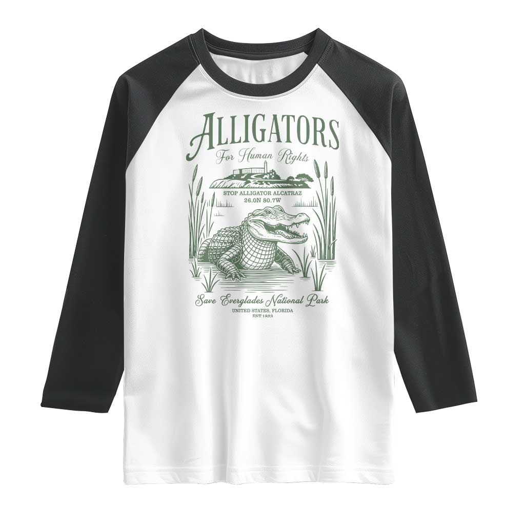 Alligators for Human Rights Raglan Shirt Save Everglades Alcatraz - Wonder Print Shop