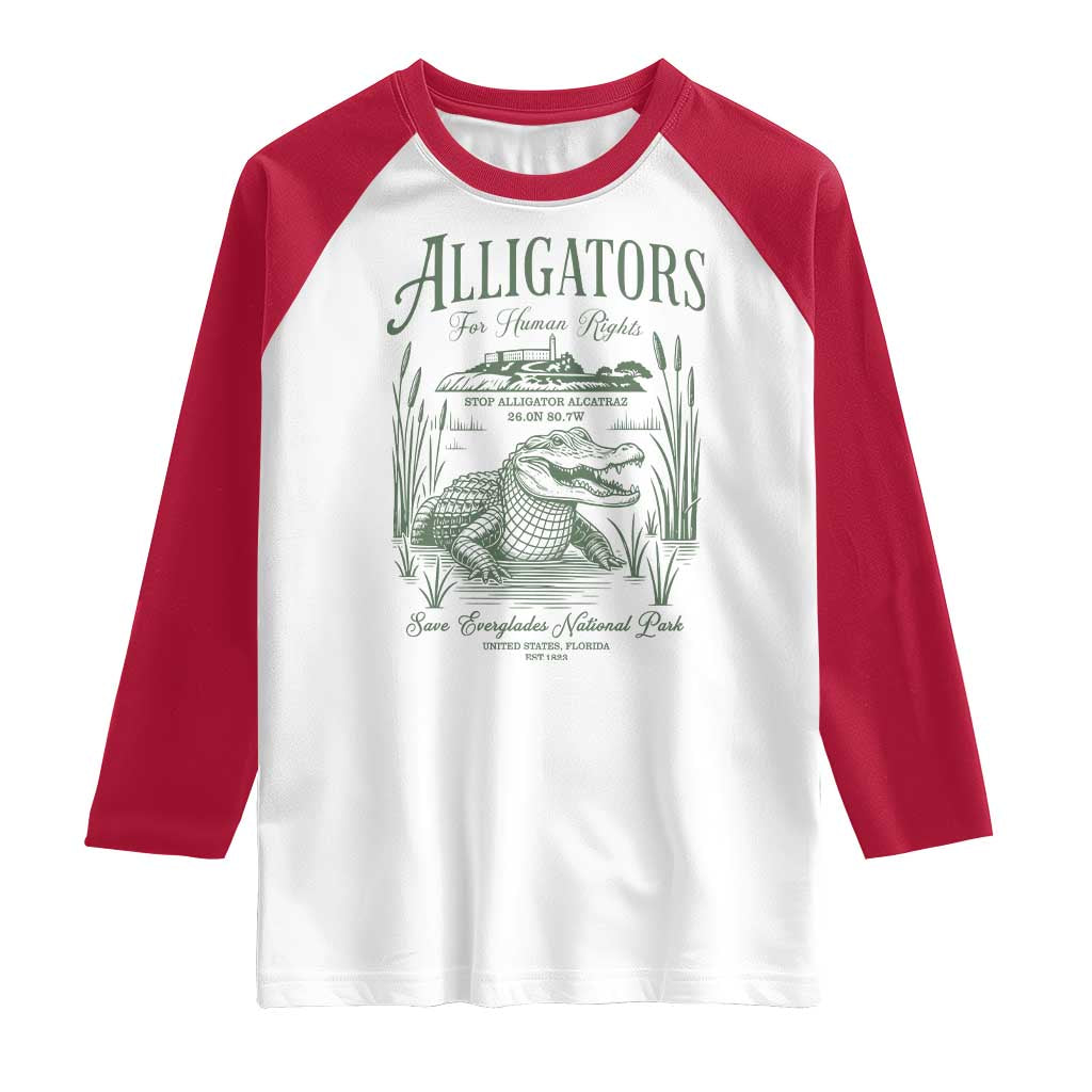 Alligators for Human Rights Raglan Shirt Save Everglades Alcatraz - Wonder Print Shop