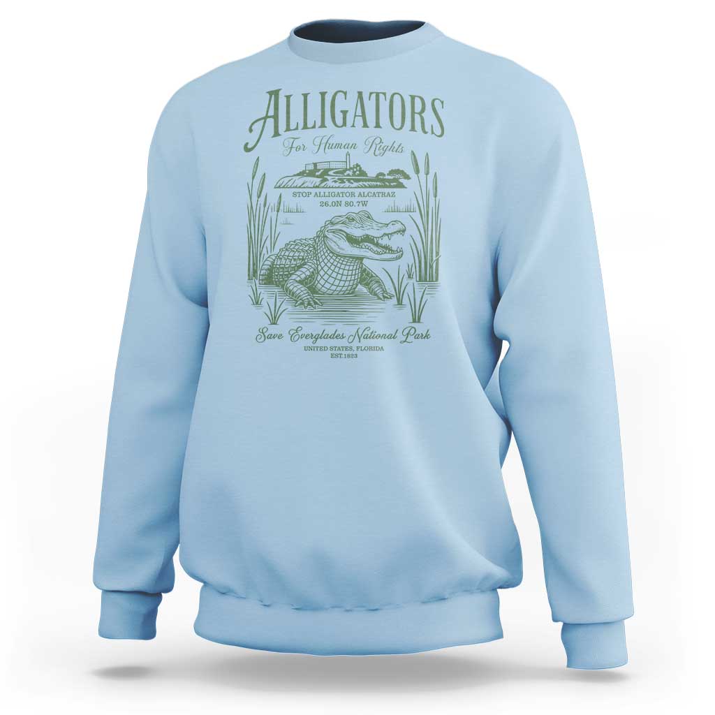Alligators for Human Rights Sweatshirt Save Everglades Alcatraz - Wonder Print Shop