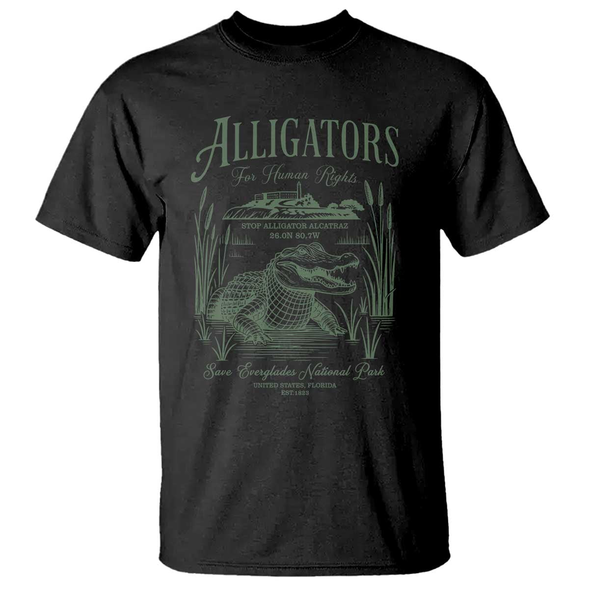 Alligators for Human Rights T Shirt Save Everglades Alcatraz - Wonder Print Shop