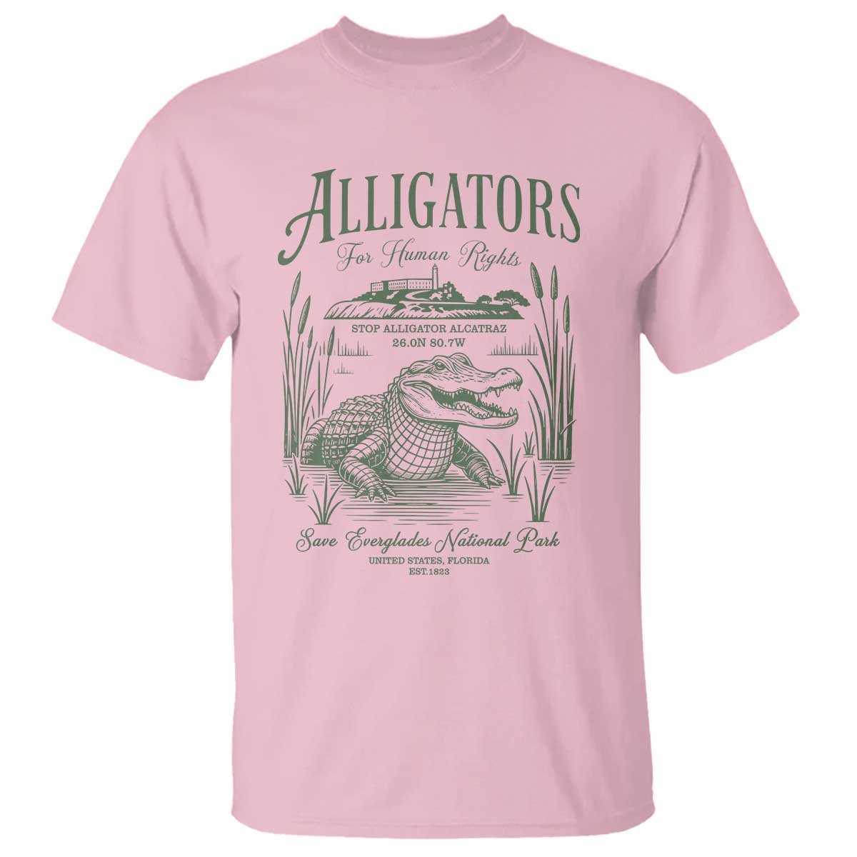 Alligators for Human Rights T Shirt Save Everglades Alcatraz - Wonder Print Shop