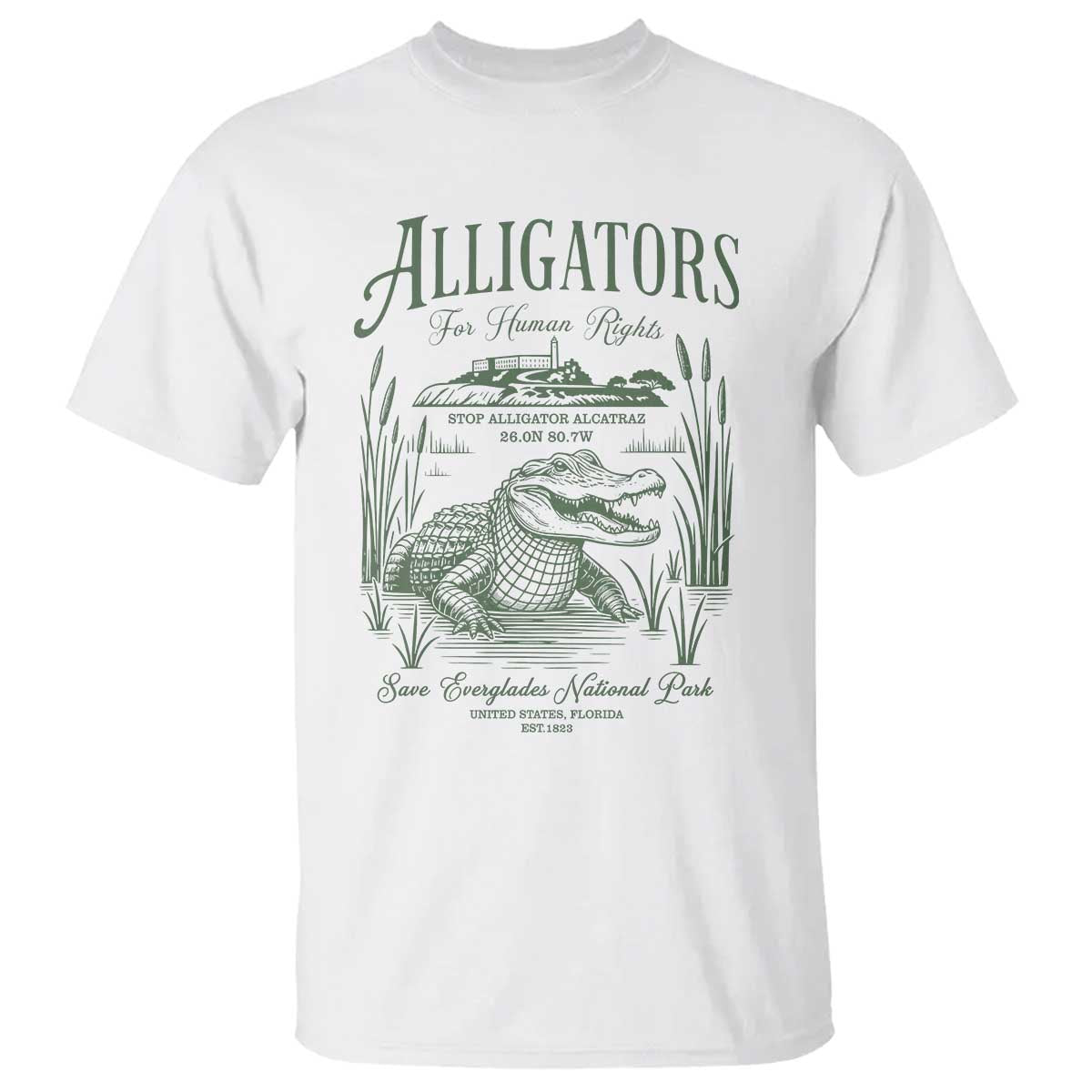 Alligators for Human Rights T Shirt Save Everglades Alcatraz - Wonder Print Shop