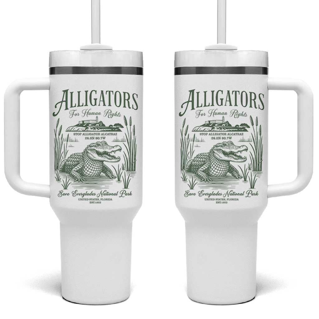 Alligators for Human Rights Tumbler With Handle Save Everglades Alcatraz - Wonder Print Shop