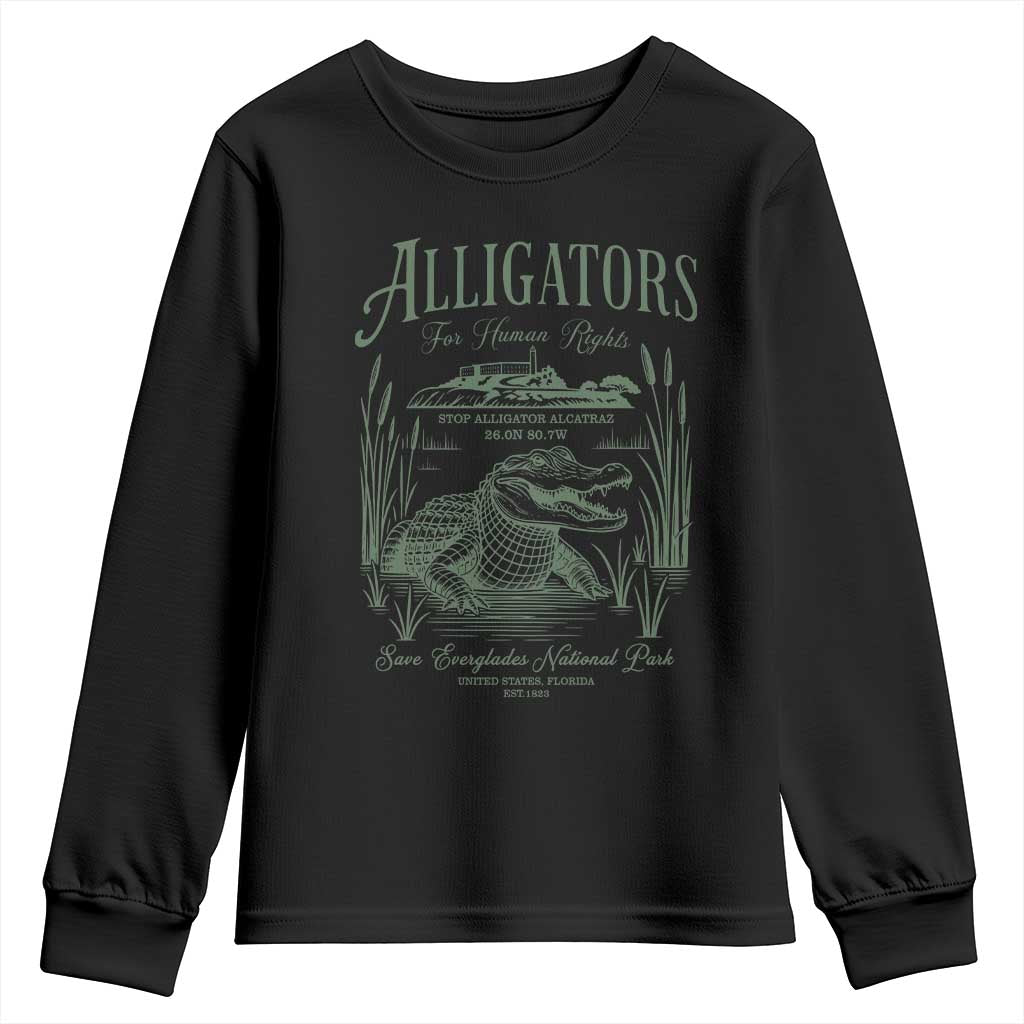 Alligators for Human Rights Youth Sweatshirt Save Everglades Alcatraz - Wonder Print Shop