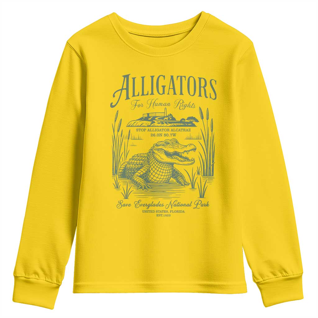 Alligators for Human Rights Youth Sweatshirt Save Everglades Alcatraz - Wonder Print Shop
