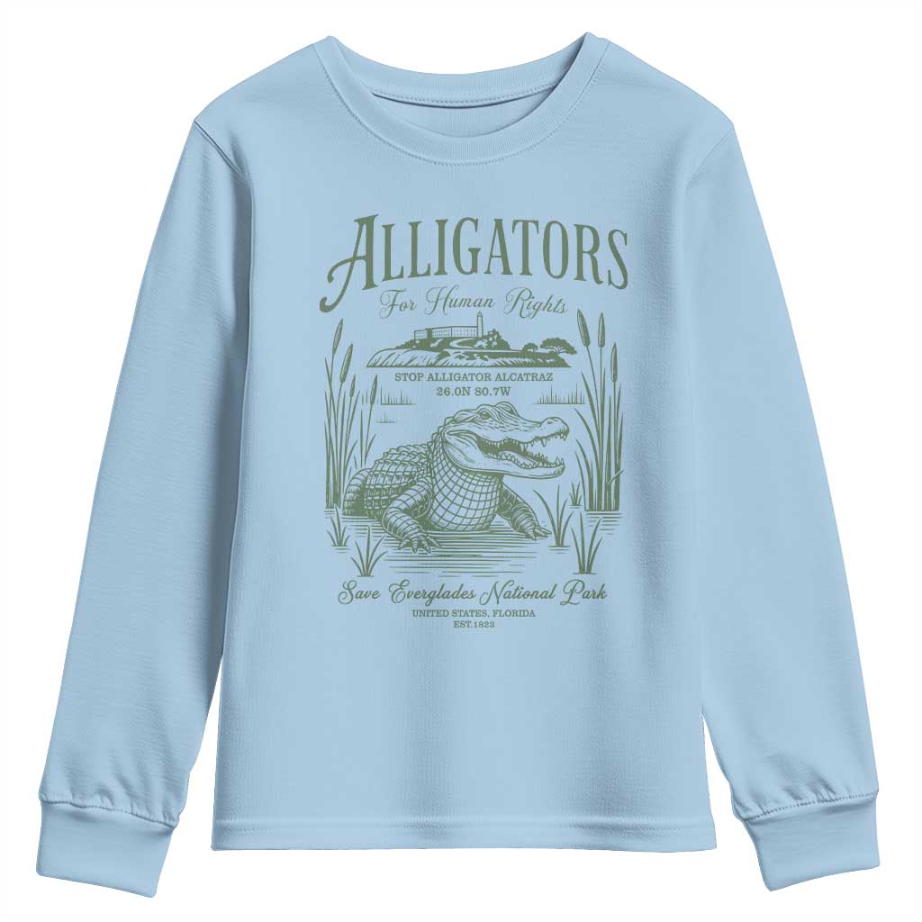 Alligators for Human Rights Youth Sweatshirt Save Everglades Alcatraz - Wonder Print Shop