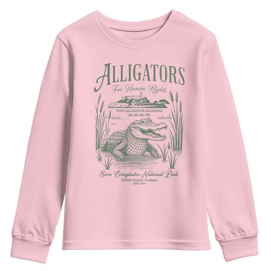 Alligators for Human Rights Youth Sweatshirt Save Everglades Alcatraz - Wonder Print Shop