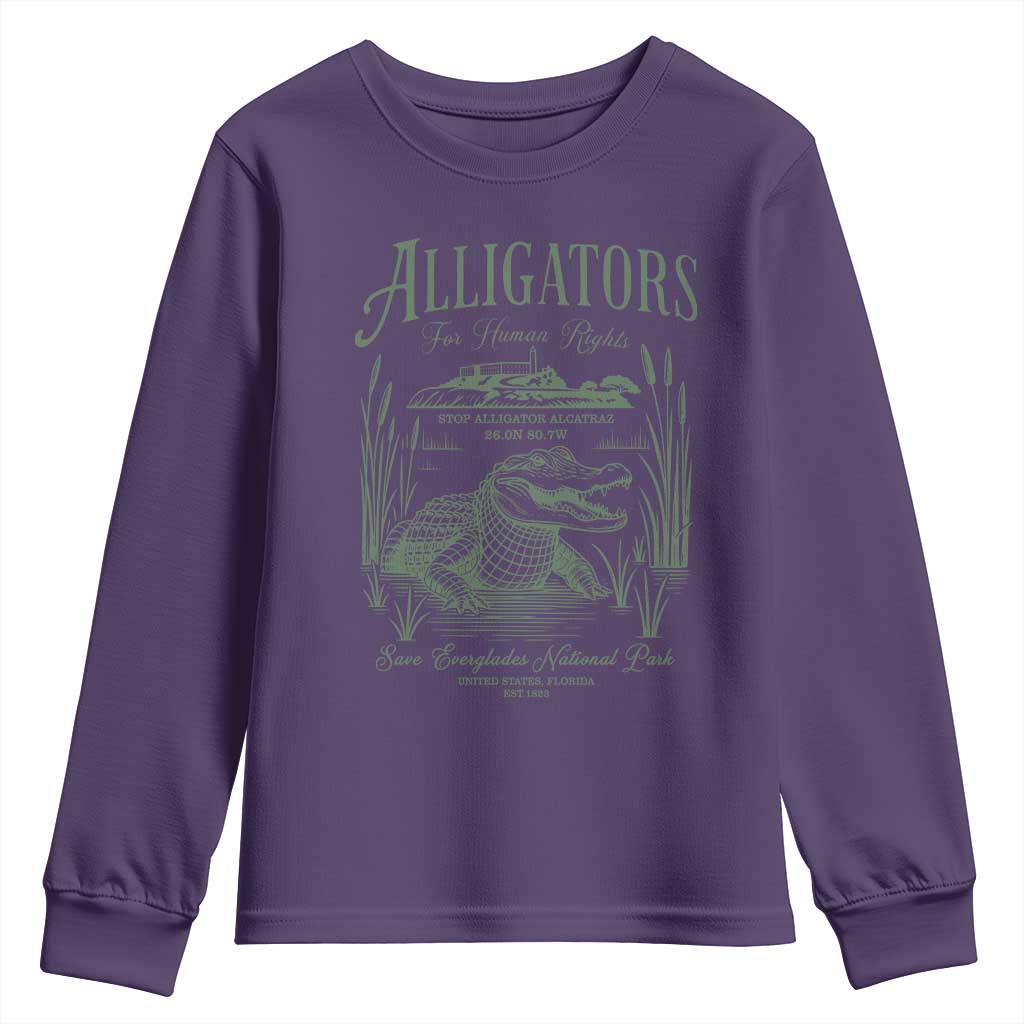 Alligators for Human Rights Youth Sweatshirt Save Everglades Alcatraz - Wonder Print Shop