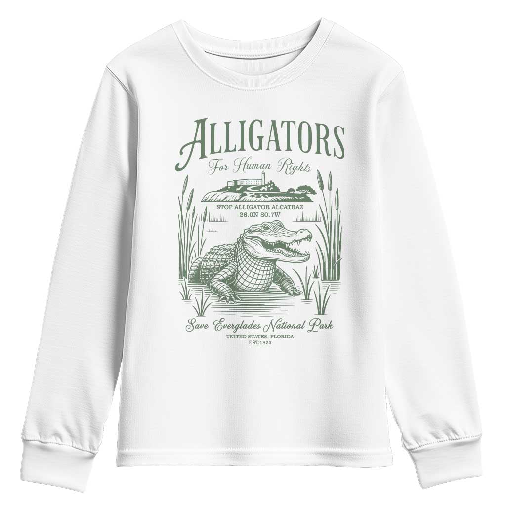 Alligators for Human Rights Youth Sweatshirt Save Everglades Alcatraz - Wonder Print Shop