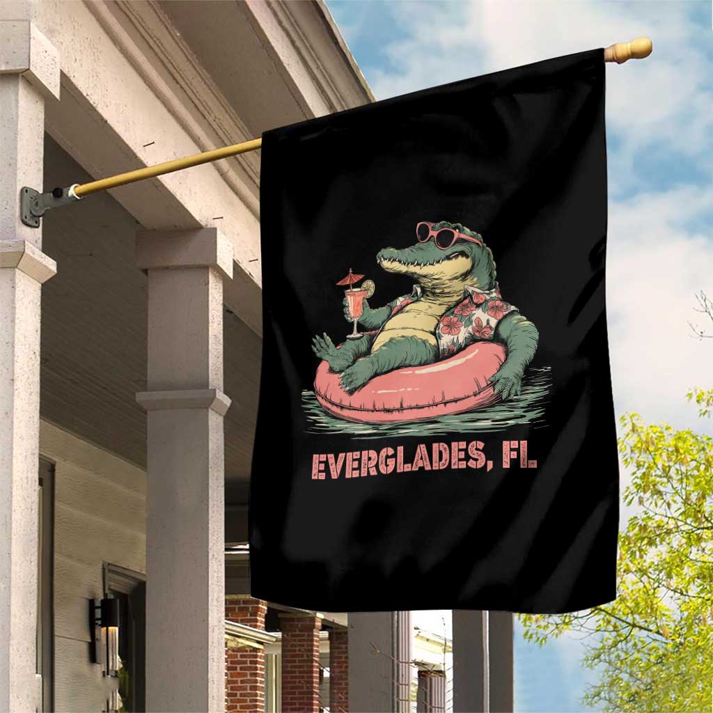 Funny Tropical Alligator Garden Flag Everglades Florida FL Summer Vibe - Wonder Print Shop