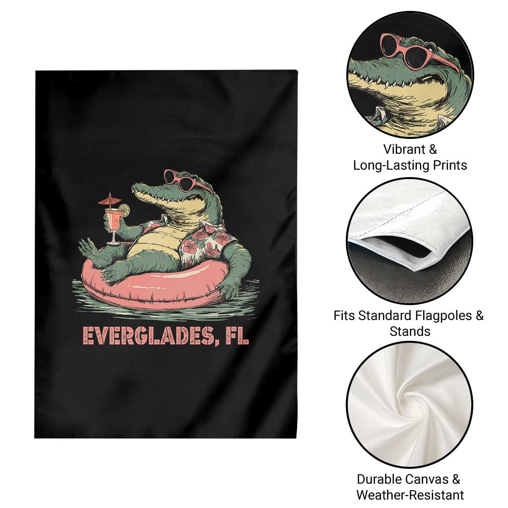 Funny Tropical Alligator Garden Flag Everglades Florida FL Summer Vibe - Wonder Print Shop