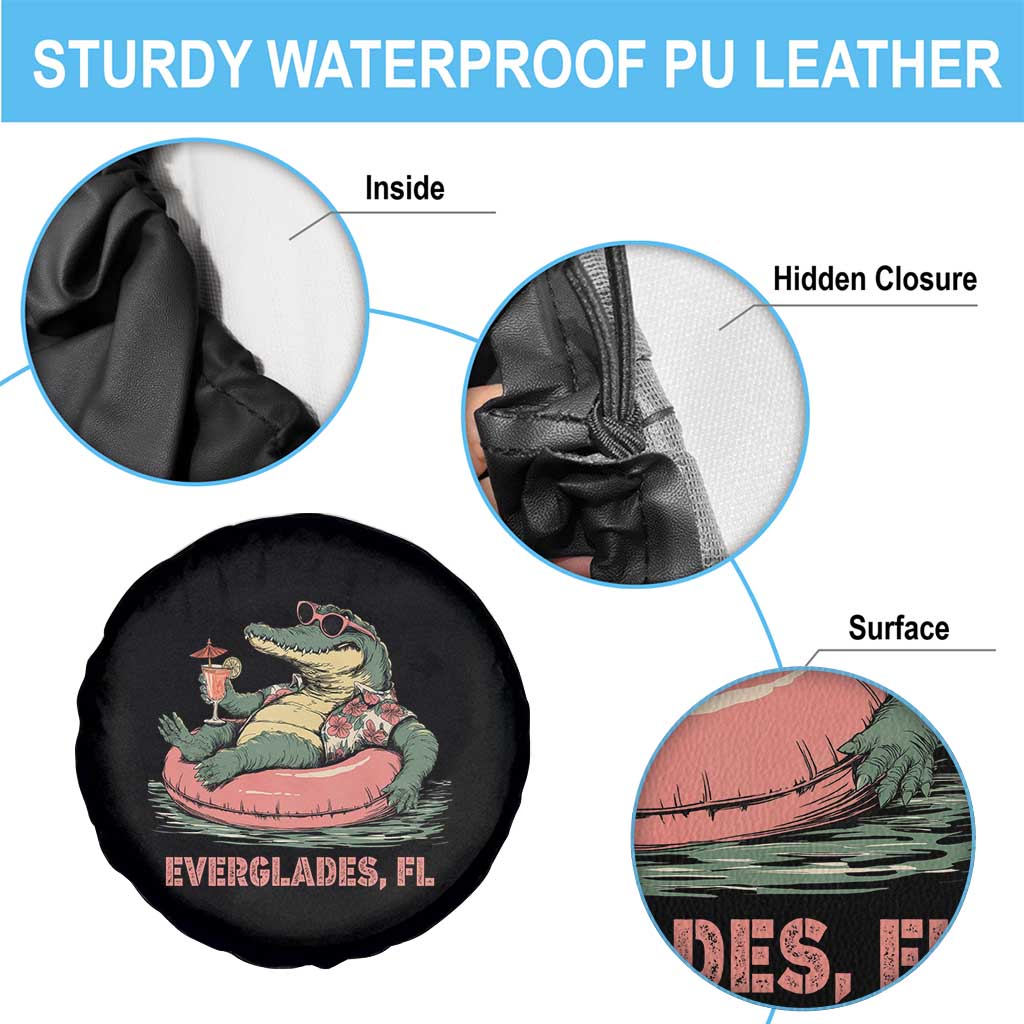 Funny Tropical Alligator Spare Tire Cover Everglades Florida FL Summer Vibe - Wonder Print Shop