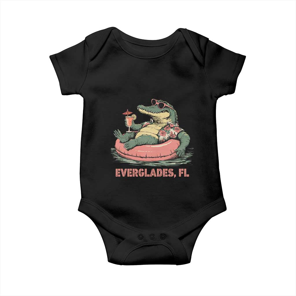 Funny Tropical Alligator Baby Onesie Everglades Florida FL Summer Vibe - Wonder Print Shop