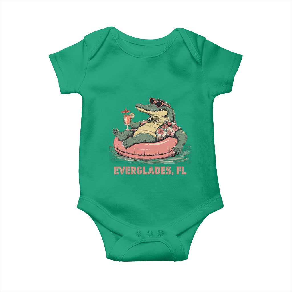 Funny Tropical Alligator Baby Onesie Everglades Florida FL Summer Vibe - Wonder Print Shop