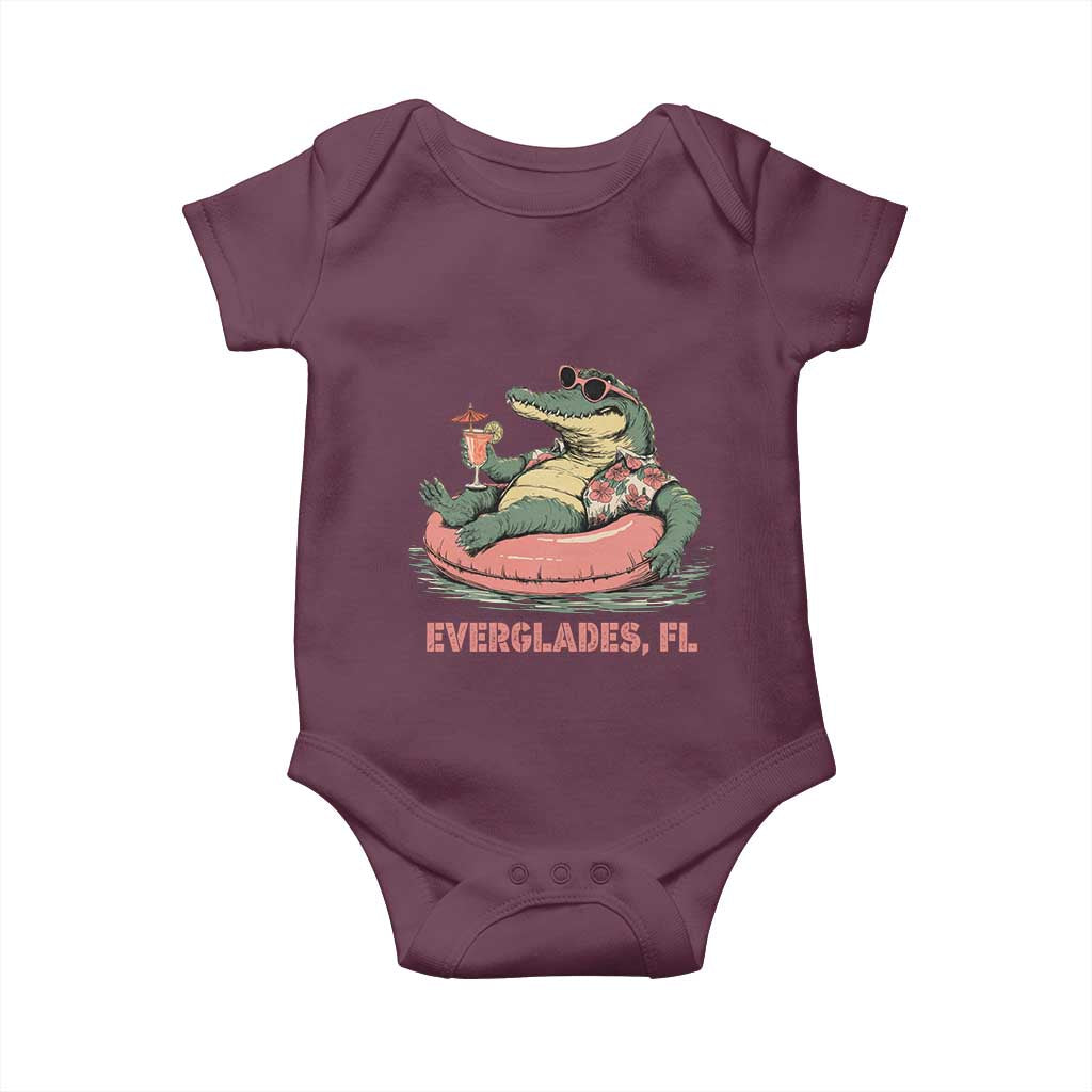 Funny Tropical Alligator Baby Onesie Everglades Florida FL Summer Vibe - Wonder Print Shop