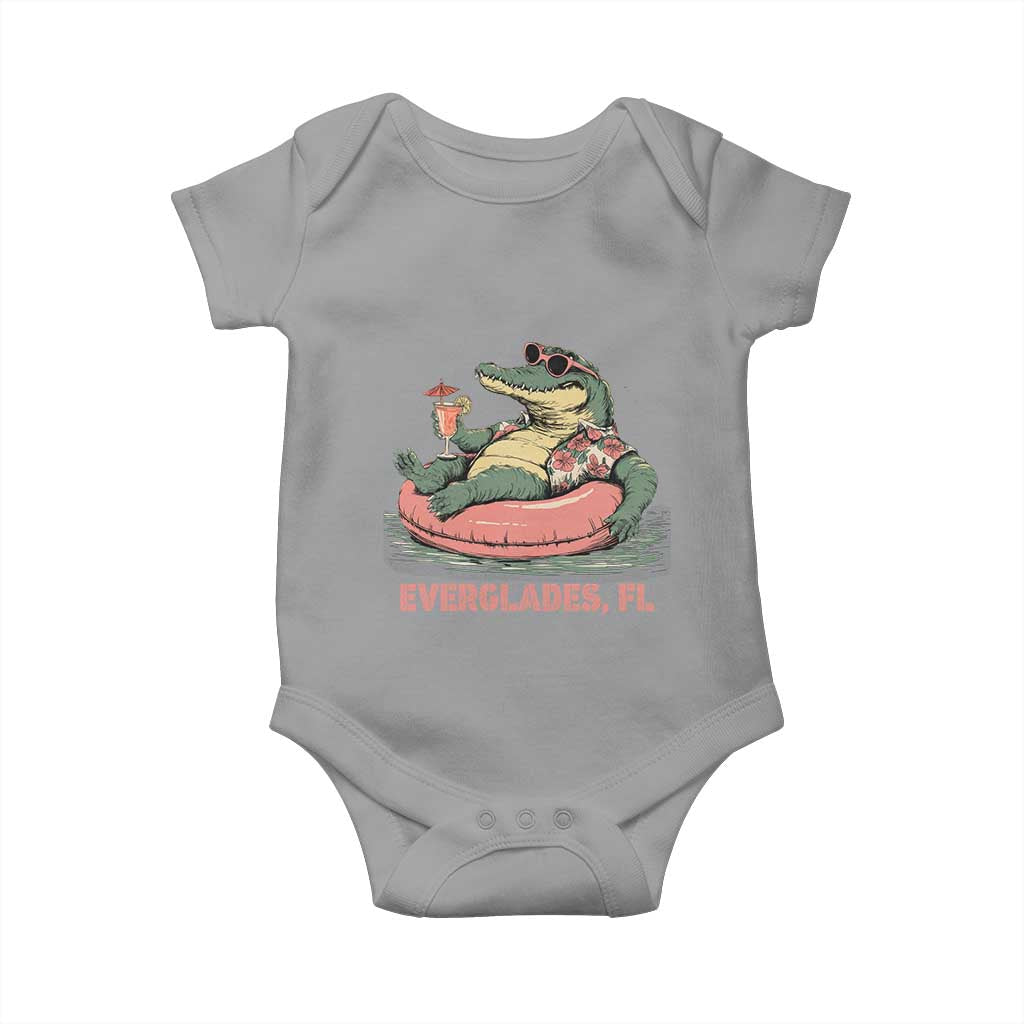 Funny Tropical Alligator Baby Onesie Everglades Florida FL Summer Vibe - Wonder Print Shop
