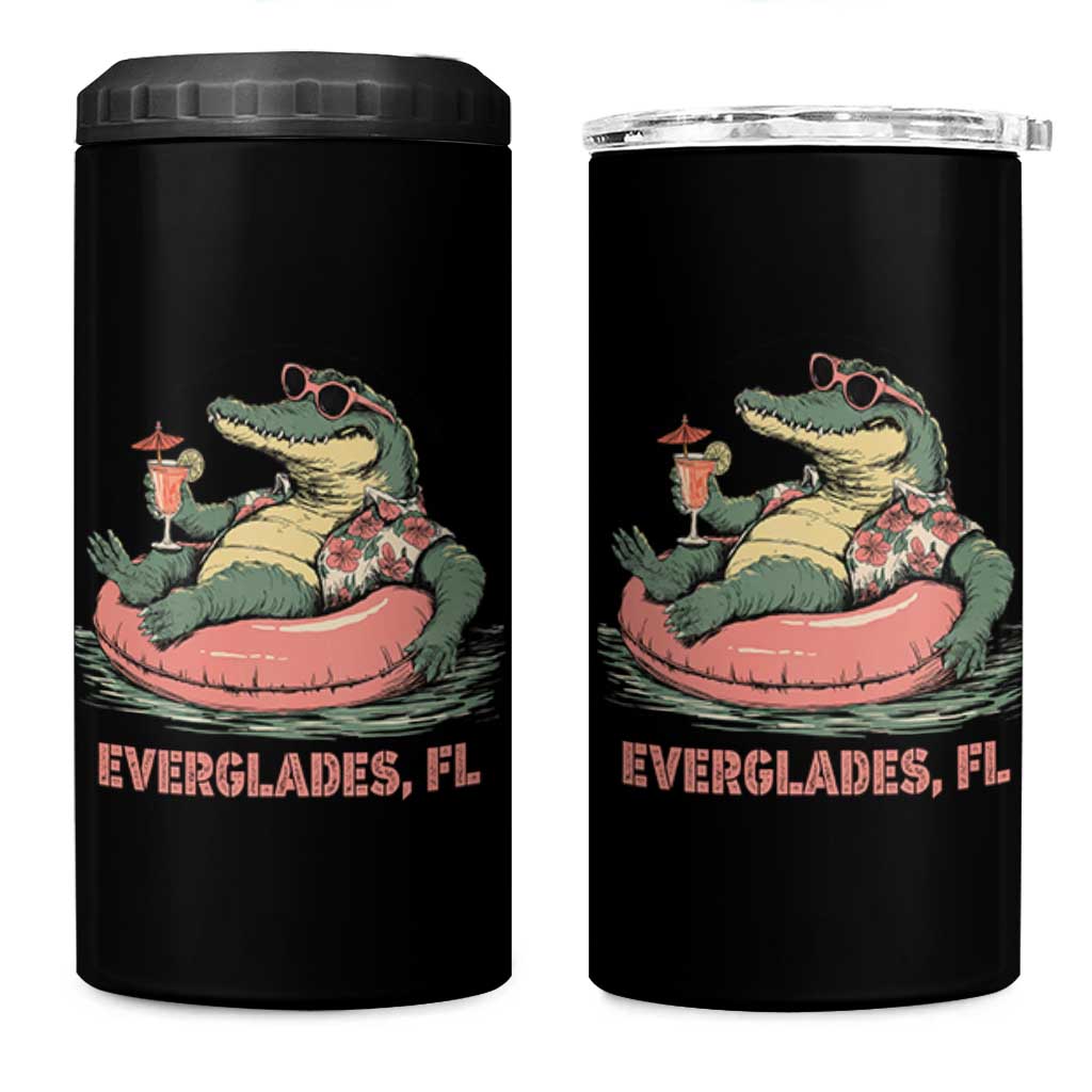 Funny Tropical Alligator 4 in 1 Can Cooler Tumbler Everglades Florida FL Summer Vibe - Wonder Print Shop