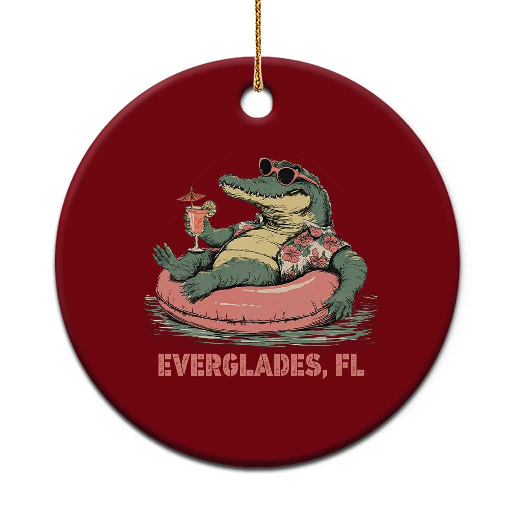 Funny Tropical Alligator Ceramic Ornament Everglades Florida FL Summer Vibe - Wonder Print Shop